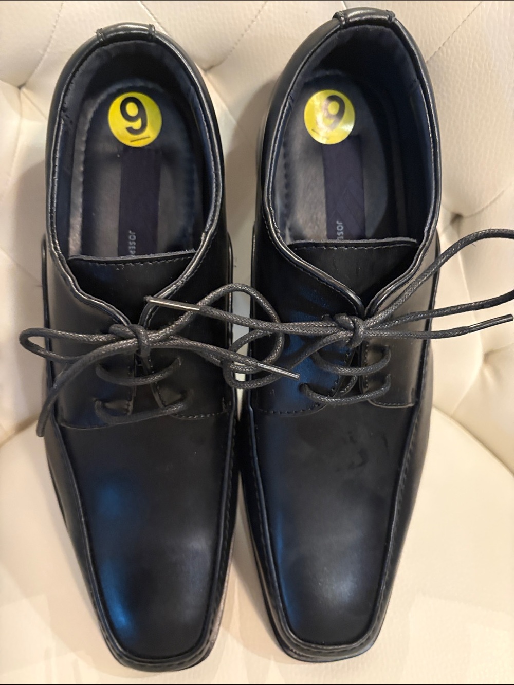 Joseph Abboud Black Leather Lace-Up Oxfords